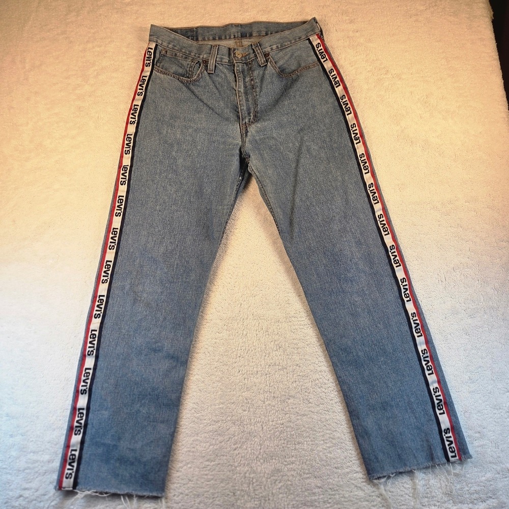 Levi's  501 Womens Jeans Side Stripe Logo Crop Leg Size 30